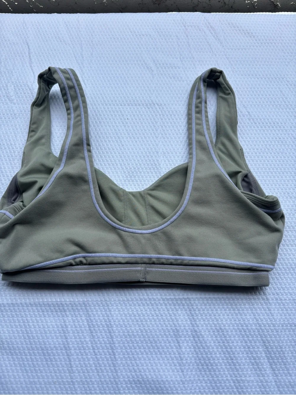 ALO Yoga Sage Green Piped Sports Bra